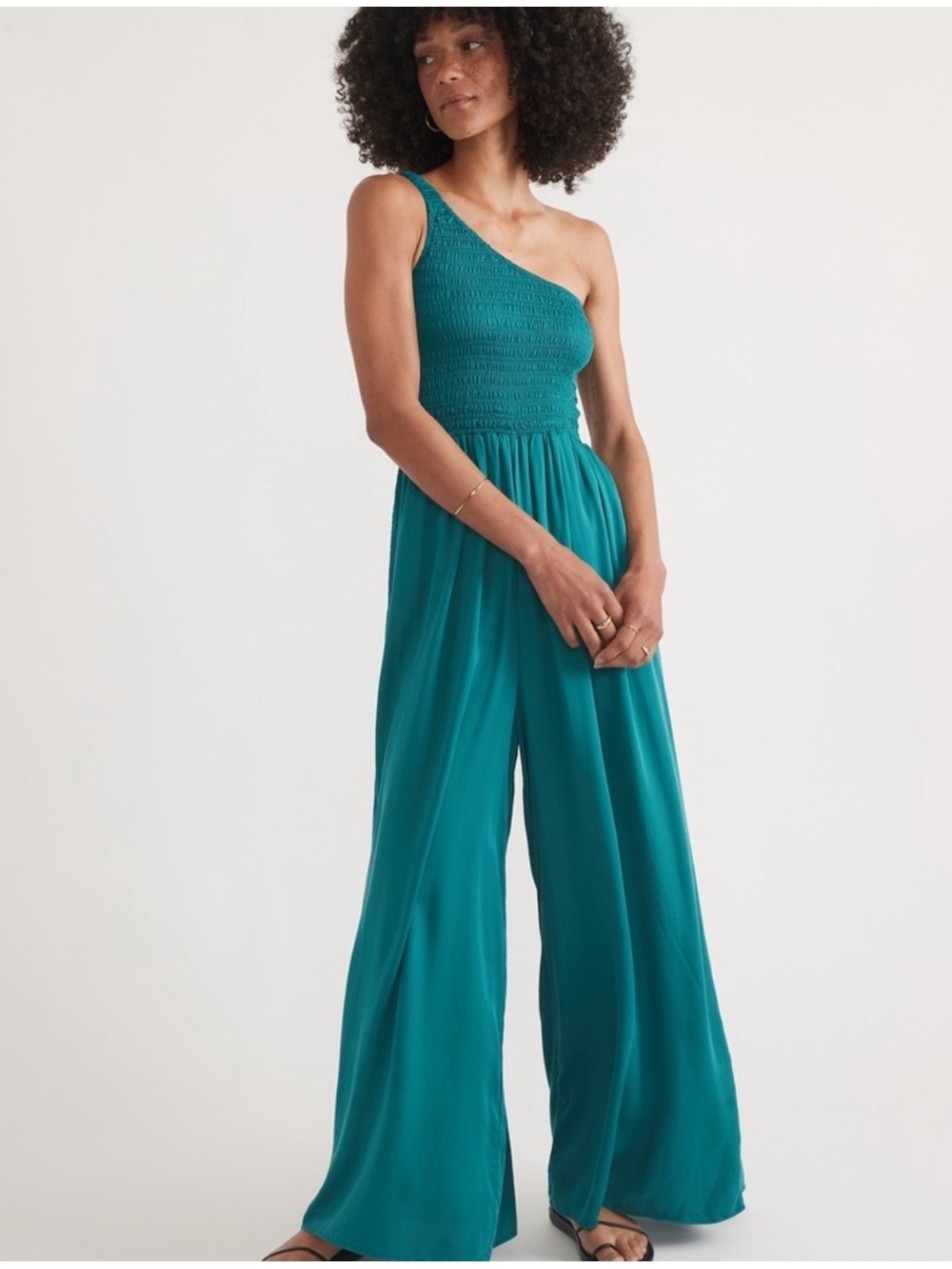 Marine Layer Teal One-Shoulder Jumpsuit